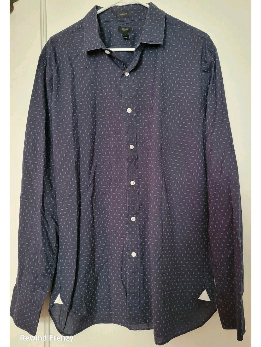 J. Crew Men 120's 2 Ply Ludlow Long Sleeve Button Up Size XL Navy Blue club